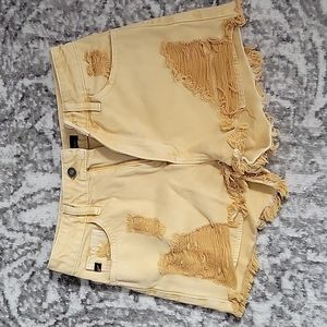 Kancan yellow xs distressed shorts